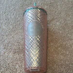 Starbucks Pink Textured Tumbler with Straw nwt venti